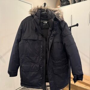 The North Face Men's Black Puffer Jacket with Fur Hood